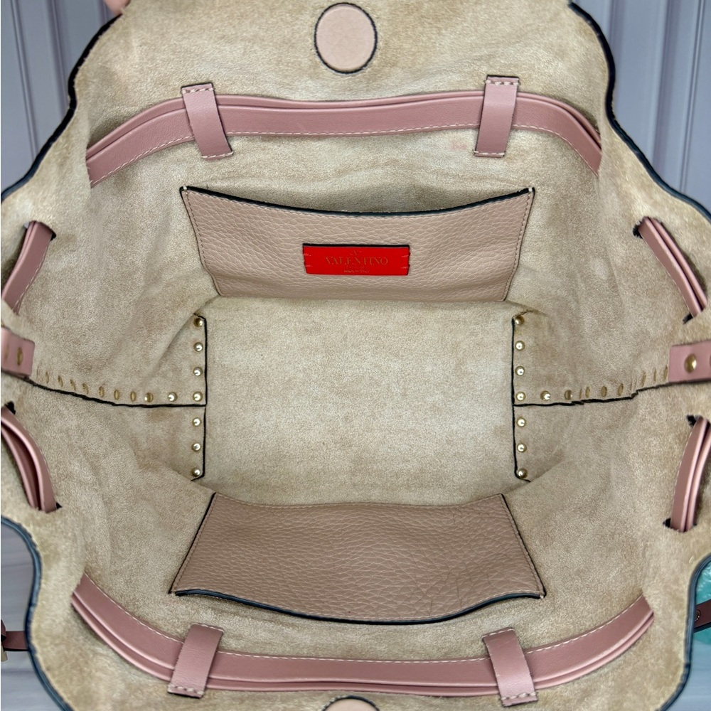 Valentino Garavani Rockstud Beige & Pink Crossbody Bag | Leather | Gold Studs - Picture 7 of 8